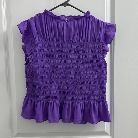 Ann Taylor Purple Smocked Ruffle Blouse - Picture 2 of 3